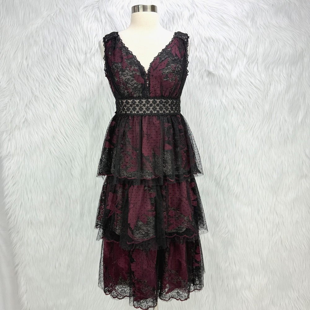 Taylor Black Label Layered Lace Dress Vamp Whimsigoth Steampunk Dark Romantic